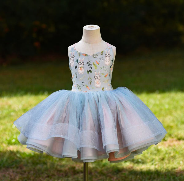 READY to SHIP: The 'Easter Bunny with Glasses' Shortie: Soft Aqua and Pink