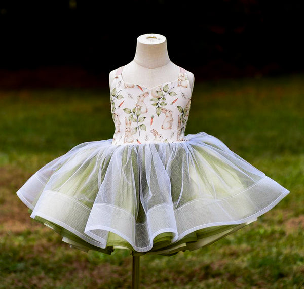 READY to SHIP: Bunnies in the Garden: Cream Background