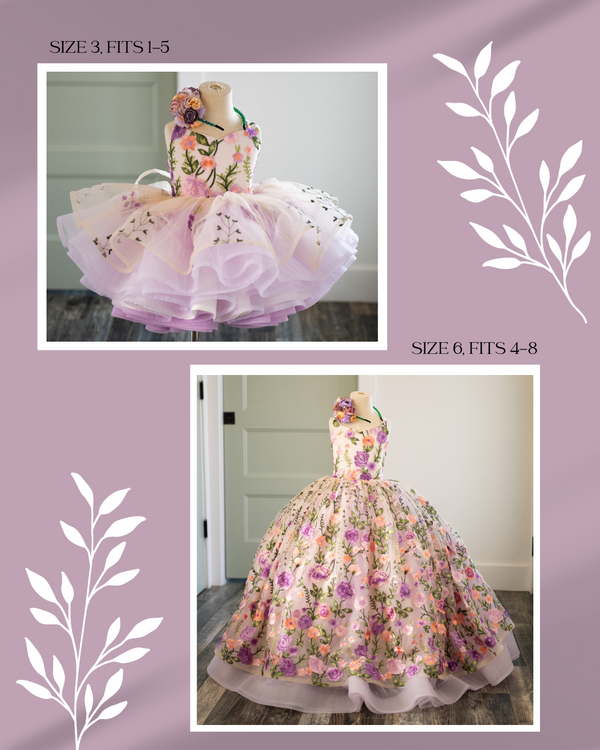 Traveling Rental Dress: Lavender Sister Set: Full length size 6, 4-8. Shortie size 3, fits 1-5