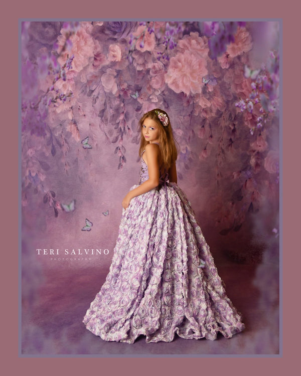 Traveling Rental Dress: The "Lavender Roses" Gown: Size 8, fits 6-10 +