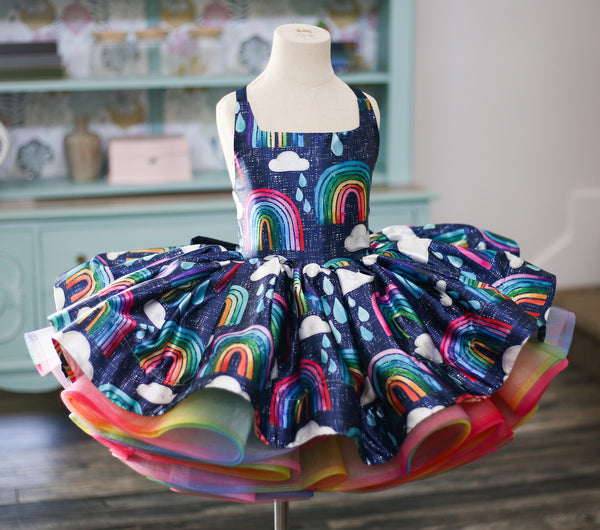 Traveling Rental Dress {Color Project}: The "RAINBOW BRITE" Shortie Dress: size 5, fits 3-7