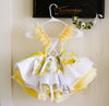 RESERVED for Little Dreamers INSIDERS: Traveling Rental Dress: "Lilly Lemon" Size "itty bitty", fits 3 months up to 3T