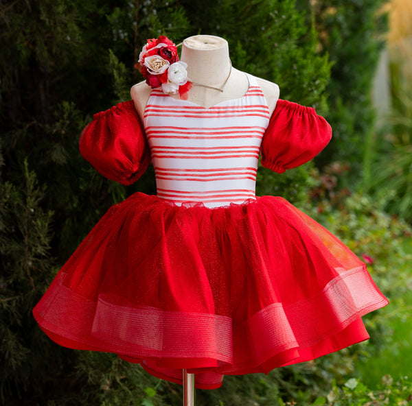READY to SHIP Sale: Size 6, fits 4-8: 'Red Candy Stripes'