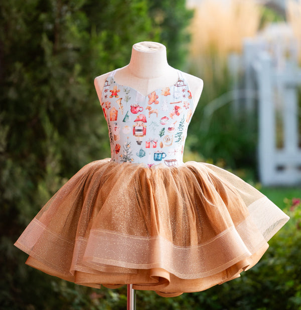 READY to SHIP Sale: Size 6, fits 4-8: 'Winter Wishes in Gold'