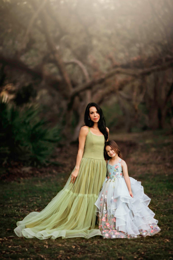RETIRED RENTAL CLEARANCE SALE: Chartreuse/Leaf Green Momma Dress: Size 16, fits youth 10 up to Adult XL