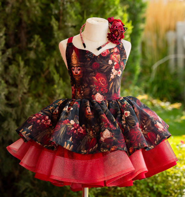 RTS Sale: Size 6, fits 4-8: 'Elegant Nutcracker and Florals'