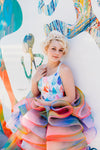 RESERVED for Little Dreamers INSIDERS: Traveling Rental Dress: "Raining Rainbows": High-Low: Size 16, fits youth 10-Adult M/L