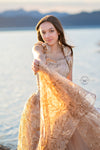RESERVED for Little Dreamers INSIDERS: Traveling Rental Dress: The Cosette Gown in Gold: Size 16, fits youth 10-Adult M
