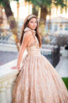 RESERVED for Little Dreamers INSIDERS: Traveling Rental Dress: The Cosette Gown in Gold: Size 16, fits youth 10-Adult M