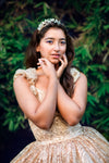 RESERVED for Little Dreamers INSIDERS: Traveling Rental Dress: The Cosette Gown in Gold: Size 16, fits youth 10-Adult M