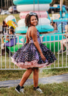 RESERVED for Little Dreamers INSIDERS: Traveling Rental Dress: The "Lavender Rainbow Dots" Shortie: Size 12, fits sizes 8-petite 16