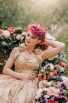RESERVED for Little Dreamers INSIDERS: Traveling Rental Dress: The Cosette Gown in Gold: Size 16, fits youth 10-Adult M