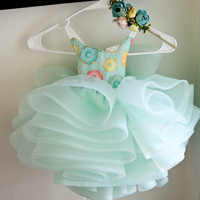 6th Annual Clearance Sale: RETIRED RENTAL: "Minty Aqua Donuts": Size "itty bitty", fits 3months-3T