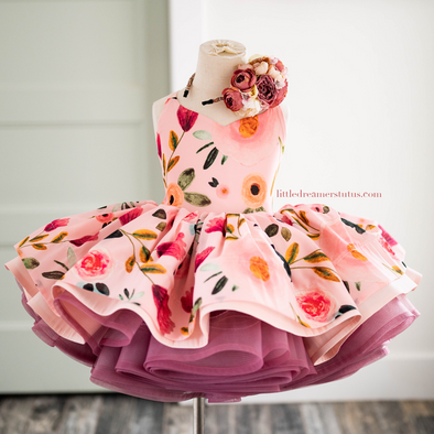 RESERVED for Little Dreamers INSIDERS: Traveling Rental Dress: "Pink Poppy": Size 5, fits 3-7