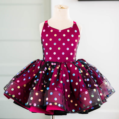 READY TO SHIP: R E V E R S I B L E: Hot Pink Polka Dots/Black