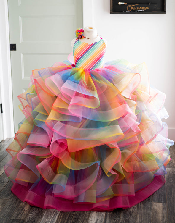 RESERVED for Little Dreamers INSIDERS: Traveling Rental Dress: SKITTLES GOWN: Size 8, fits sizes 6-10