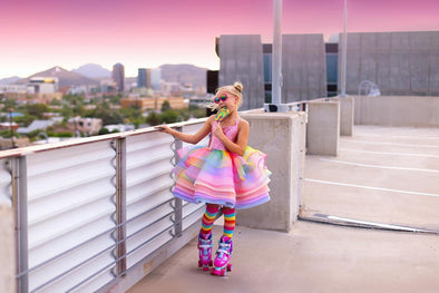 RESERVED for Little Dreamers INSIDERS: Traveling Rental Dress: "The OG Rainbow Bright": Size 6 Short/Midi, fits sizes 4-8